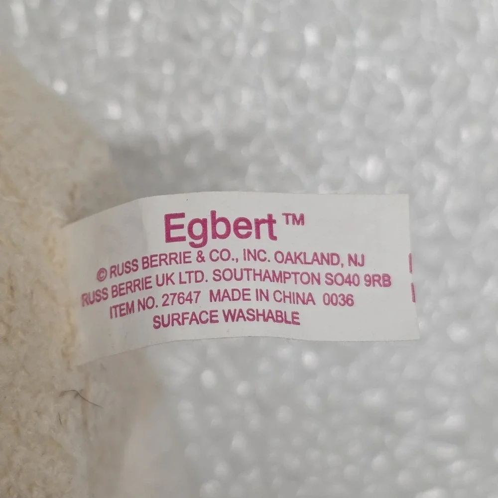 Russ Berrie Egbert White Cream Bunny Rabbit Mini Chamois 5